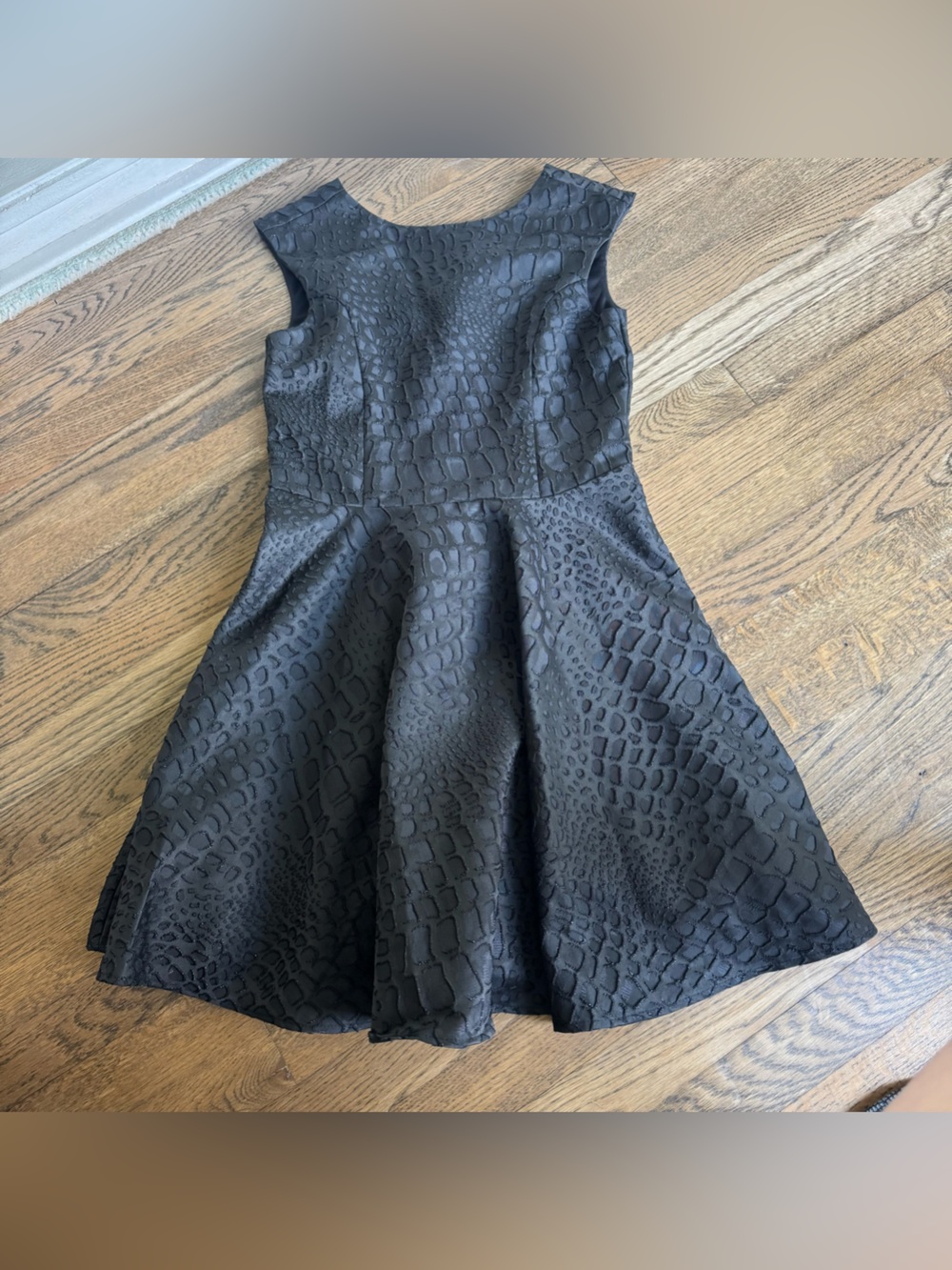 NWT!!! Un Duex Tres Girls Black Textured Fit-and-Flare Dress